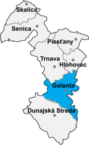 Poziția localității Districtul Galanta