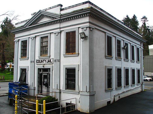 The old Clatsop County Jail, where the scene of the Fratelli jailbreak took place; the site is now home to the Oregon Film Museum.