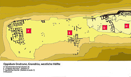 Oppidum Ensérune, floor plan, western half .jpg