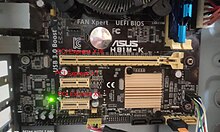 Two types of PCIe slot on an Asus H81M-K motherboard PCIeX16andX1OnAsusH81MKMB.jpg