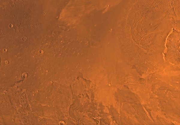 Image of the Amazonis Quadrangle (MC-8). The central part contains Amazonis Planitia and the eastern part includes the western flank of the largest kn