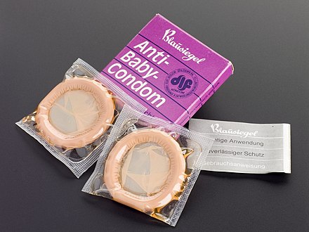 A packet of "Anti-baby" condoms from Germany. c1980s.