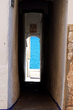 Tunnel to the sea in the centre of Sitges, Spain