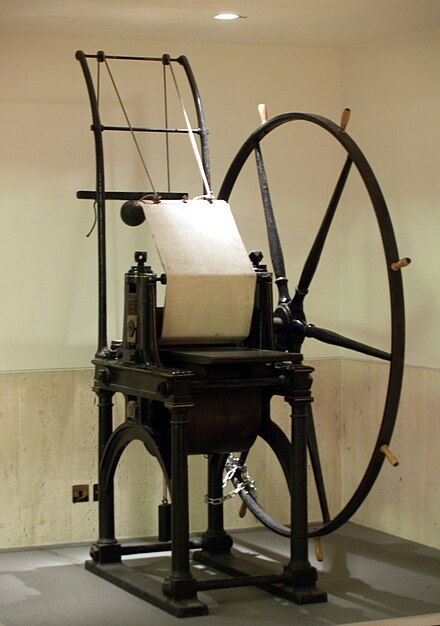 The Jacob Perkins' press, which printed the Penny Black and the 2d Blue, in the British Library Philatelic Collections