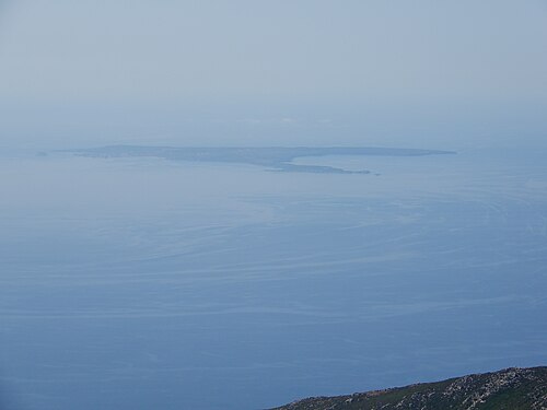 Pianosa prison island observed from Monte Capanne, Elba, Italy