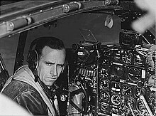 Pilot Criffis DeNeen in the cockpit of his Douglas A-26 Invader light bomber, 1951 Pilot B-26 cockpit Korea Nov1951.jpg