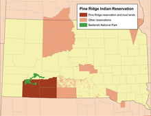 karta indijskog rezervata Pine Ridge