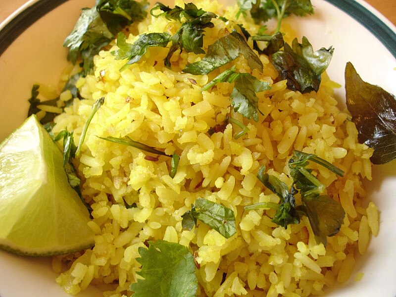 File:Poha, a snack made of flattened rice.jpg