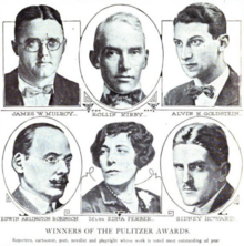 Portraits of several of the prize winners Pulitzer Prize winners 1925.png
