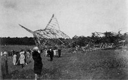 October 5, 1930: Forty-eight airline passengers and crew killed in the crash of the British dirigible R-101 R101 wreckage.jpg