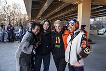 Rachelle, Loren Michelle (Pablo Ramirez's mother), Dede Lovelace, and friend at a skatepark clean-up at Fat Kid Skatepark - Dec, 2019 Rachelle Vinberg, Loren Michelle, and friends at FatKid.jpg