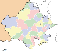 Map of राजस्थान with सवाई माधोपुर marked