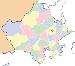 Map of राजस्थान with कामां marked