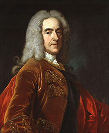 Lord Cobham, Pitt's commanding officer and political mentor. Pitt was part of a group of young MPs known as Cobham's Cubs. Richard Temple, 1st Viscount Cobham by Jean Baptiste van Loo.jpg