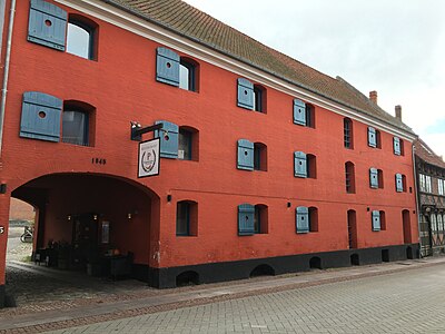 The warehouse viewed from the street.