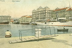 Postcard depicting Szapáry Wharf and the Adria Palace