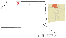 Rio Arriba megye New Mexico Beépített és be nem épített területek Dulce Highlighted.svg