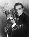 Publicity photograph of Rudolph Valentino and his dog