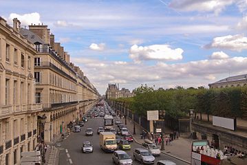 La rue de Rivoli et le jardin des Tuileries vus de l'hôtel de la Marine.
