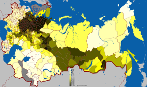 Russian language in the Russian Empire according to the 1897 census Russian language in the Russian Empire (1897).svg