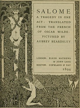 Pagina de titlu concepută de Aubrey Beardsley pentru prima ediție în limba engleză (1894)