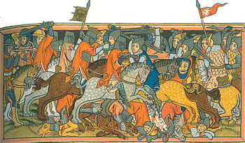 Représentation contemporaine de la bataille, commandée par le landgrave de Hesse en 1334