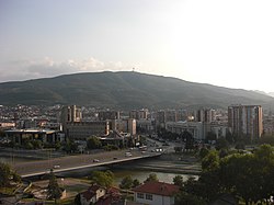 View at River Vardar and the Stone Bridge at night