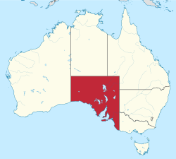 Map of Australia with South Australia highlighted