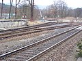 Deutsch: Südliches Ende der Schnaittachtalbahn (linke Weiche), Neunkirchen am Sand, Deutschland. English: Southern end of the Schnaittachtalbahn (left switch), Neunkirchen am Sand, Germany.