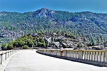 On top of the O’Shaughnessy Dam at Hetch Hetchy reservoir in California