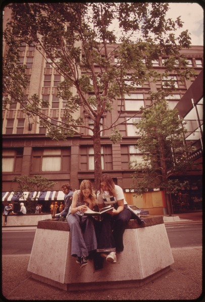File:TWO HIGH SCHOOL STUDENTS STUDY TOGETHER ON NICOLLET MALL - NARA - 551472.tif