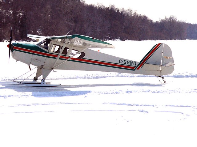 1975 model Taylorcraft F-19 on skis