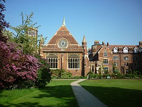 Cavendish College buildings including the tower, left The Cavendish Building of Homerton College Cambridge, May 2011.jpg