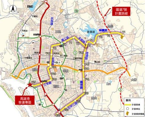 The Yellow Line Route Map (Kaohsiung MRT)