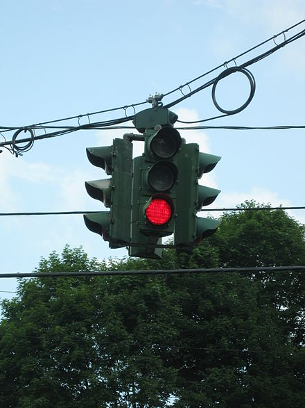 The infamous inverted traffic light in Syracuse, NY