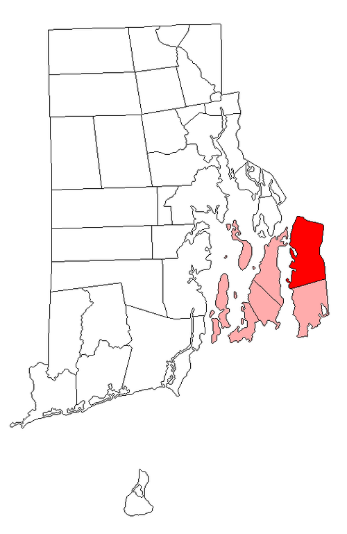 Location of Tiverton in Newport County, Rhode Island