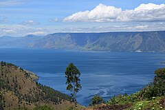 Image 60Lake Toba, the world largest volcanic lake panoramic view seen from Merek, North Sumatra (from Tourism in Indonesia)