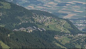 View of Torgon from the Tour de Don.  In the middle of the picture the town of Torgon, on the lower right the town of Revereulaz