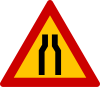 Road narrows on both sides