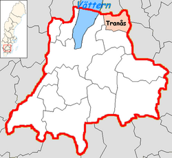 Община Транос на картата на лен Йоншьопинг, Швеция