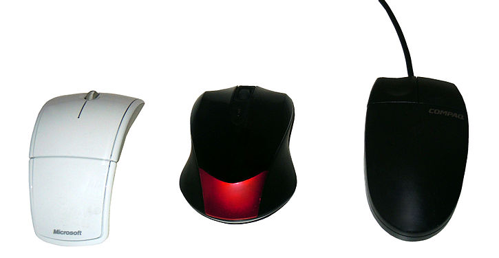 Two optical, wireless, mouses and one analog mouse with cable.