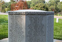 Memorial to the 253 dead of the USS Serpens, which inspired the Pentagon victims' memorial. USS Serpens Memorial - Arlington National Cemetery - west view - 2011.jpg