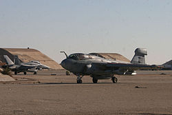 VMAQ-1 Prowler on the tarmac at Al Asad Air station in Western Iraq in January 2006 VMAQ1atAlAsadJan06.jpg