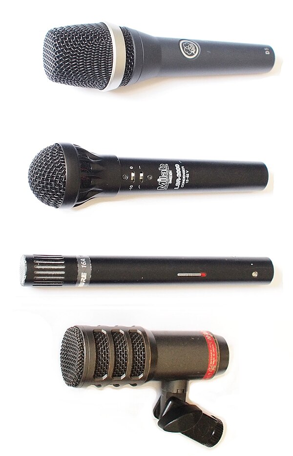 Audio engineers use a range of microphones for different live sound applications.