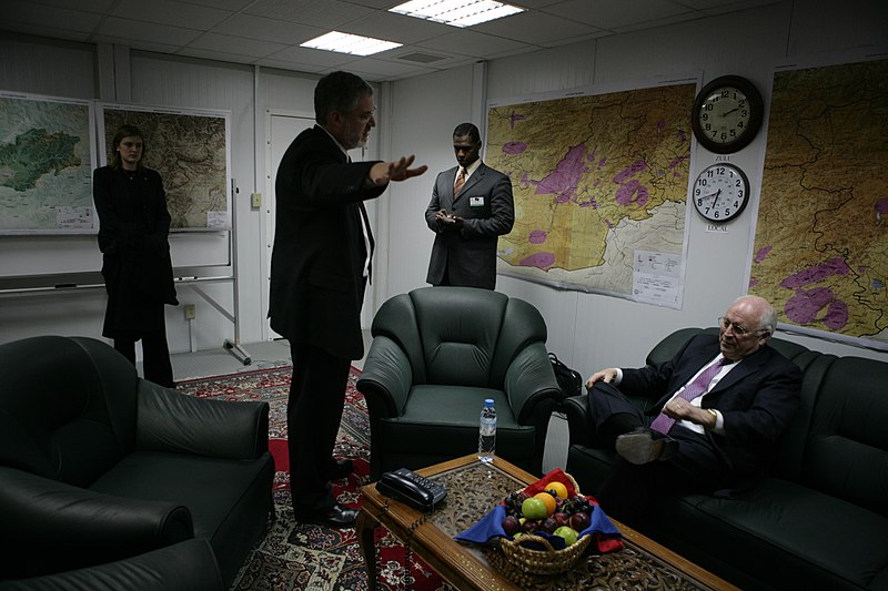 File:Vice President Cheney, David Addington, and Vice Presidential Staff at Bagram Air Base in Afghanistan (18605064565).jpg