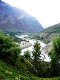 Thumbnail for File:View from Gandhola Monastery down the Chenab river. Lahaul.jpg