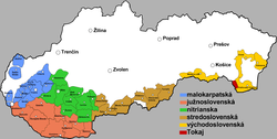 Wine-producing regions in Slovakia. Vinohradnicke oblasti Slovenska.png