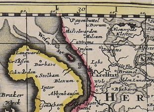 Misselwarden und „Milsum“ in einer Karte des Westfälischen Reichskreises aus dem späten 17. Jh.