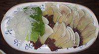 A dish of whale meat in Japan Whale meat on dish.jpg