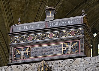 Bårhus kista av Eadred i Winchester Cathedral